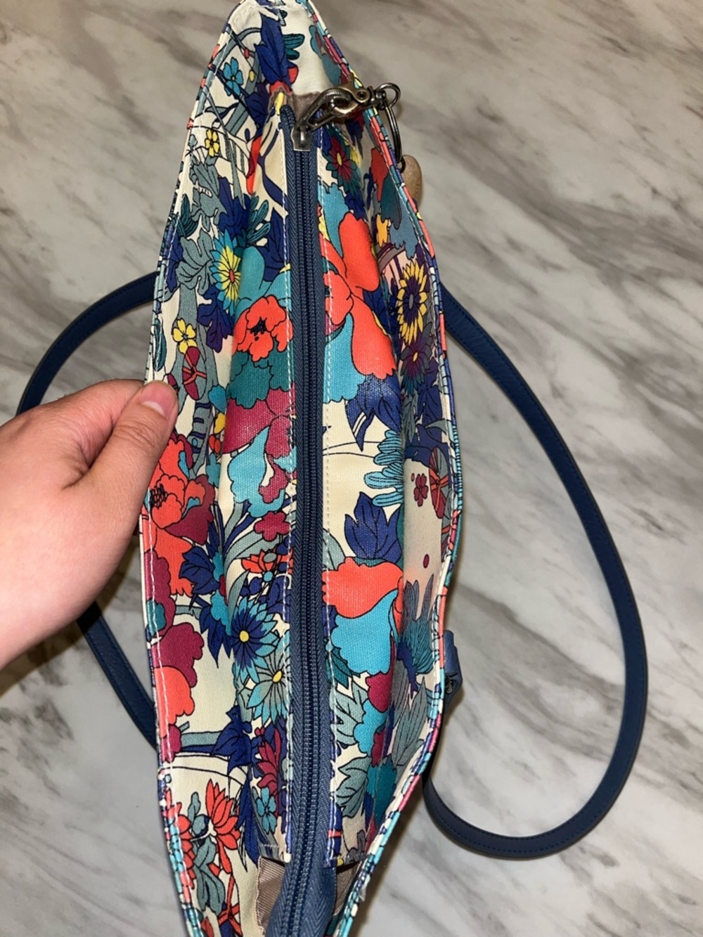 Sakroots Navy-Handled Floral Print Tote - Picture 8 of 10